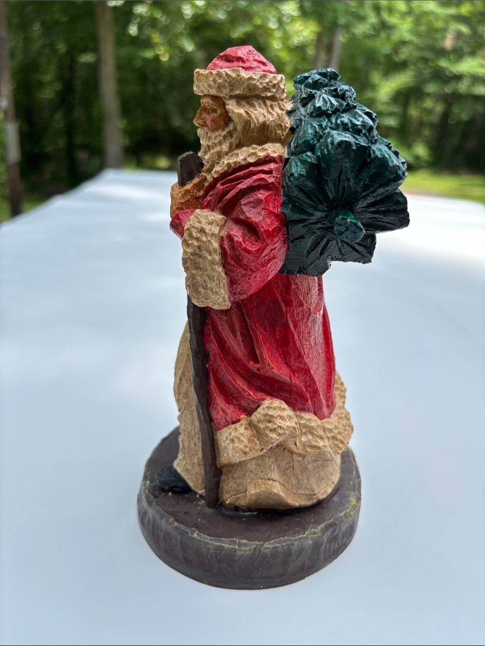 Vintage 1980's Old World Style Santa/St. Nicholas Wearing Cream, Red And Green - Picture 5 of 10
